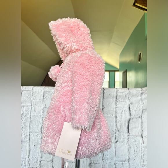 Widgeon girls pink faux fur hooded zip jacket new size 2 - Picture 3 of 7
